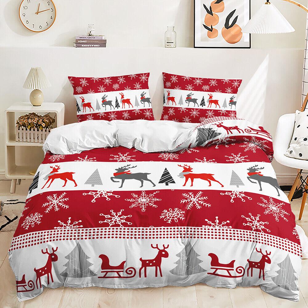 Christmas Ultra Soft Quilt Doona Cover Set Single Double Queen King Xmas Gift