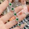 Camellia Women's High-End Elegant Artificial Emerald Bracelet Full Diamond Imitation Tourmaline Jewelry