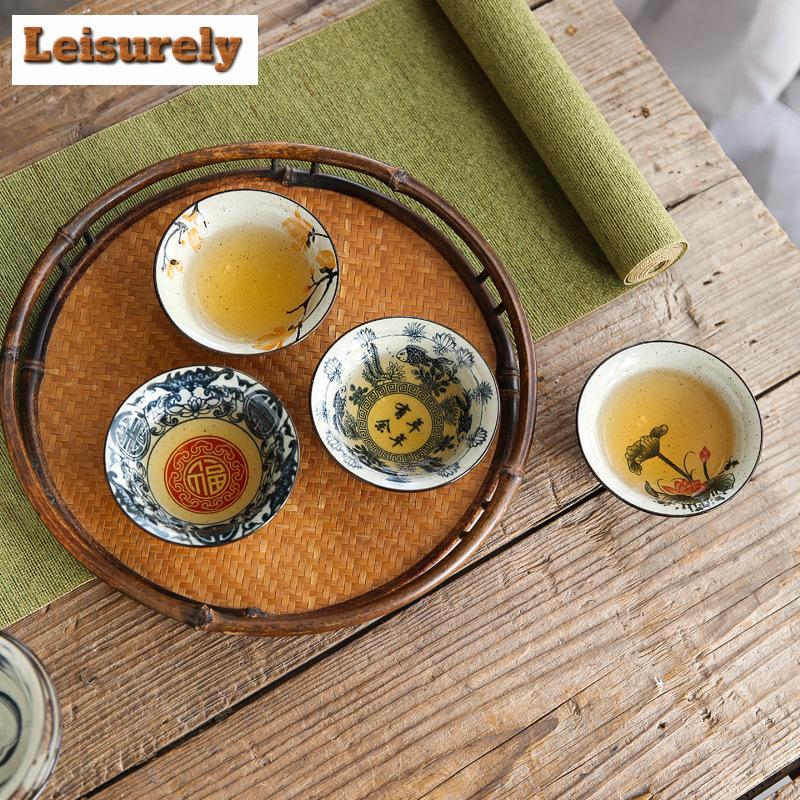 1 Stück Handgefertigte Konische Tasse Antike Pflanzenasche Porzellan Teetasse Reise Keramik Teeschale Anti-Verbrühungs Retro Meditationsbecher Teeset 70ml