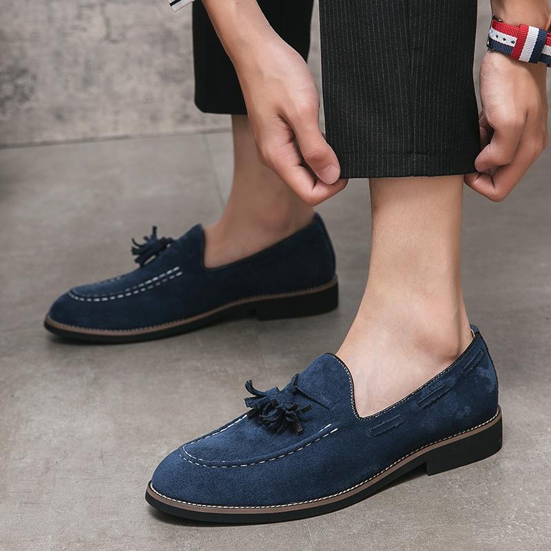 Men's Suede Leather Loafers Elegantes Casual Footwear Outdoor Handmade Mens Slip On Flats Driving Shoes Soft Sole Business Shoes