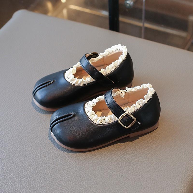 Spring and Autumn Children's Flats Simple Lolita Girls Princess Leather Shoes Walking Versatile Sweet Pleated Kids Causal Shoes