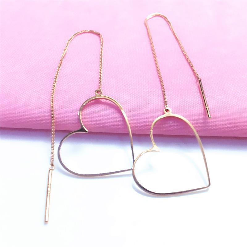 Purple Gold Love-Shaped Earrings Plated With Rose Gold Women'S Foreign Fashion Color Gold Earrings
