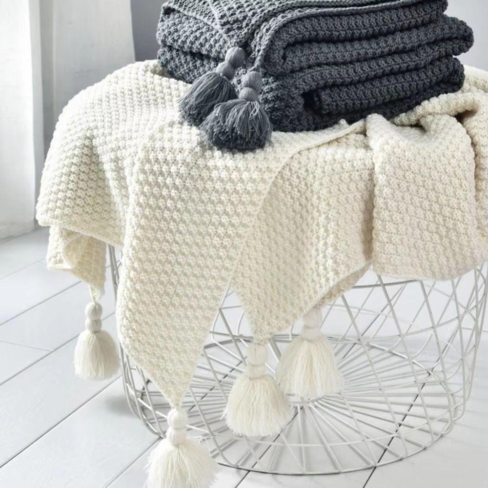 Ins Waffle Weave Bed Blanket Nordic Plush Blanket Cozy Leisure Blanket  Winter