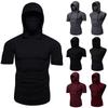 Stylish Men's Hooded Pullover T Shirt Tank Top With Protective Mask For Active Wear