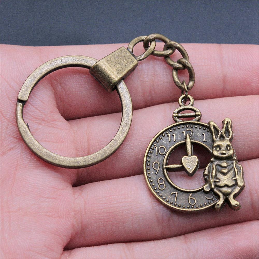 Cat Dog Rabbit Cute Pets Trio Antique Bronze Metal Keychain Best Seller Gift for Animal Lovers