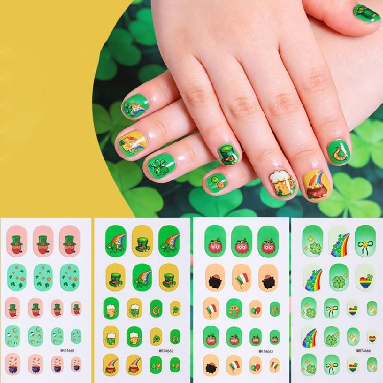 User Friendly Waterproof Nail Stickers For Kids Cartoon Four Leaf Simple Apply Multiple Designs Fun Nail Decals