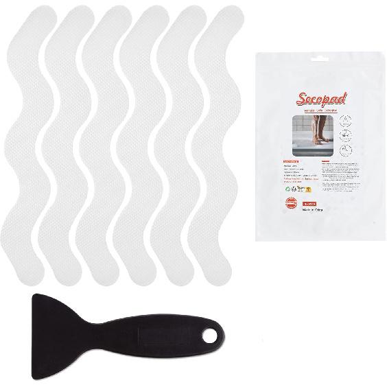 Patented 36 PCS Anti Slip Shower Stickers, Safety Bathtub Strips Adhesive Decals with Premium Scraper for Bath Tub Shower Stairs