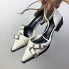 Fashion Footwear Ankle Strap Pumps Ladies Medium Heels Shoes Shallow Female Buckle Fashion Pointed Toe Women Square Heels Shoes