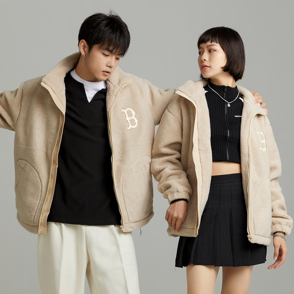 New MLB Velvet Jackets Unisex Light Beige 3AFDB0626-43BGS