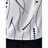 Women's Summer Striped Polka Dot Print Short Sleeve Button-Up Shirt - Elegant Lapel Collar, White Base with Blue and Black Patterns Shirt