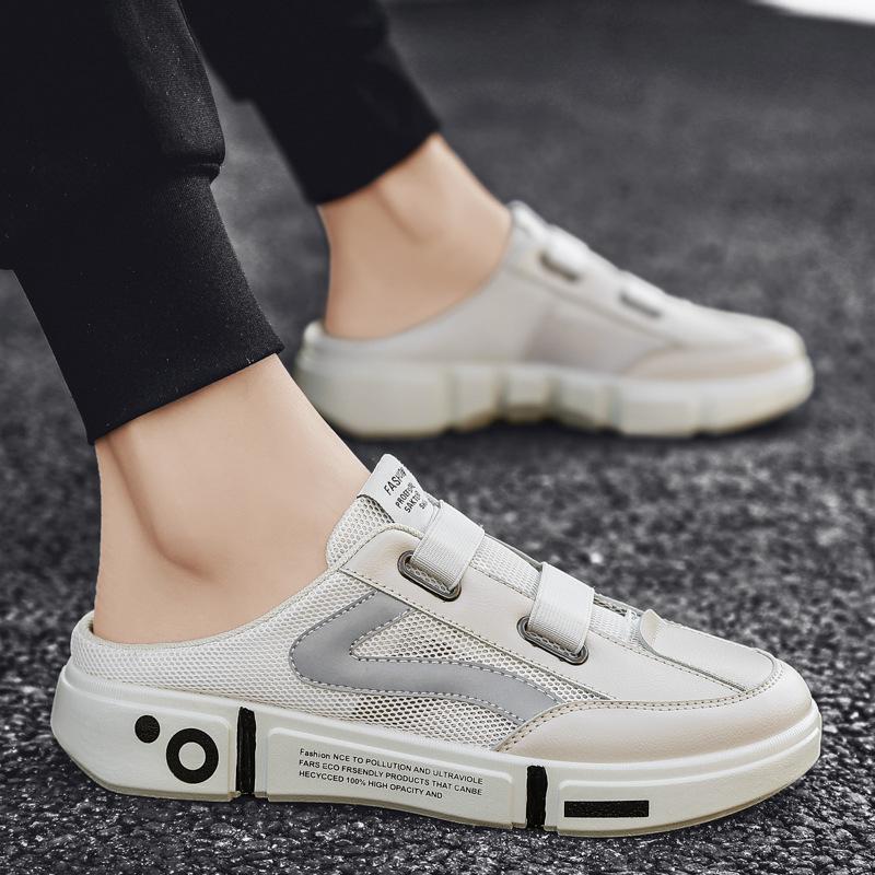 2026 Summer New Mesh Half-drag Board Shoes Men's Cool Slippers Bag Head Half Slippers Hollow Breathable Men's Shoes