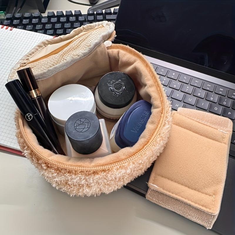 1pc Women Pouch Cute Plush Teddy Bear Makeup Bag Kawaii Portable Travel Cosmetics Lipstick Organizer with Mesh Pouch Girls Gift