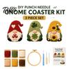 Gnome Punch Needle Coaster Kit Kit, DIY Craft Set with Pre-Printed Fabric for Adults Yarn Hoop Felt Backings, Embroidery Beginners And