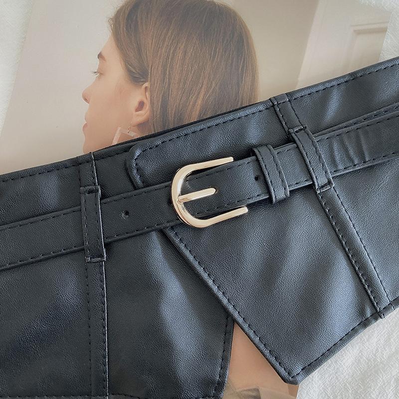 Fashion Elastic Corset Women Wide Belt Sexy Slimming Body Waistband Black PU Leather Belts Shirt Dress Decoration Girdle Strap