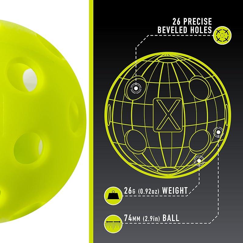 Franklin Sports X-26 Indoor Pickleball - Indoor Court Pickleball Balls - USA Pickleball (USAPA) Approved Tournament Pickleball - 12-Pack Pickleball -
