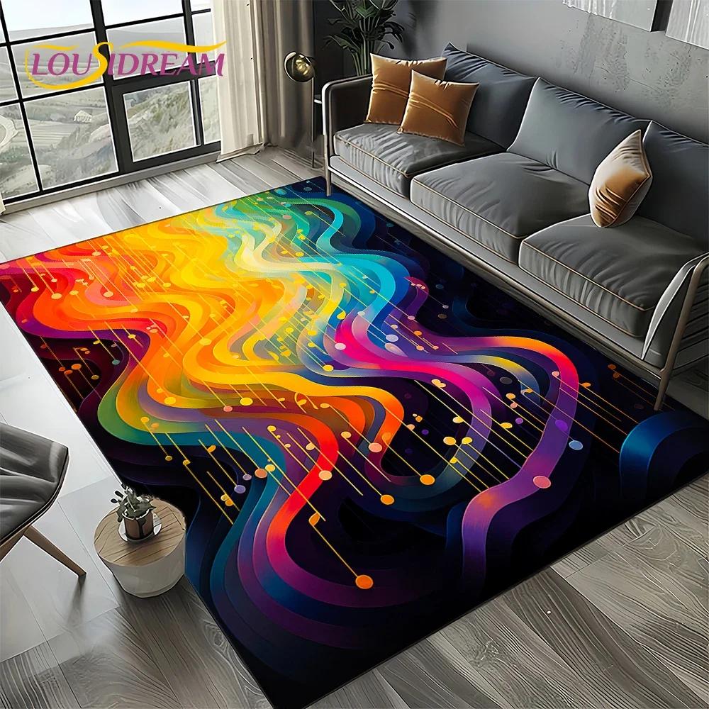 Dream Note Music Colorful Musical Score Cartoon Carpet Rug for Living Room Bedroom Home Sofa Decoration,Kid Non-slip Floor Mat