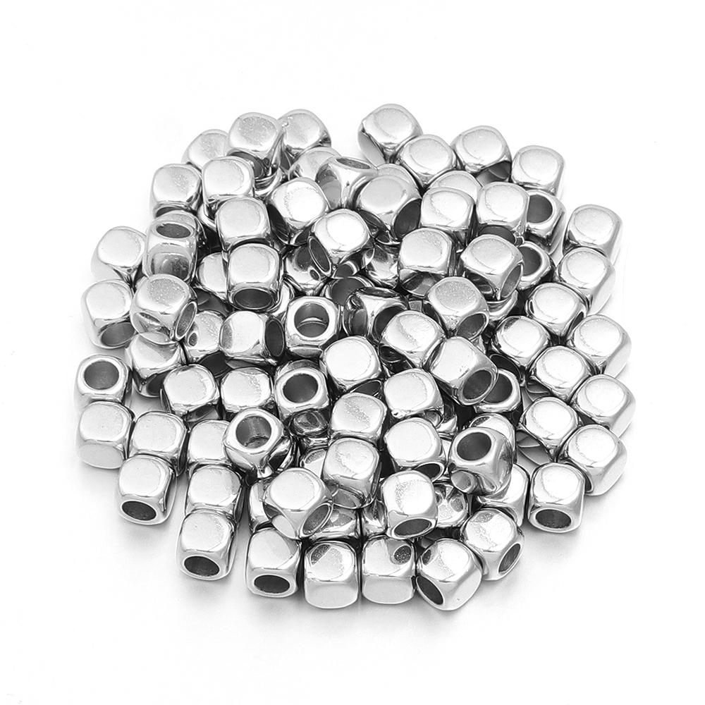 200pcs/lot Smooth Round Corner Square CCB Beads Big Hole Loose Spacer Beads For Jewelry Making DIY Bracelet Necklace Accessories