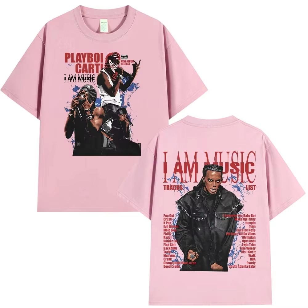 Rapper Playboi Carti I AM MUSIC Graphics Pure Cotton Music Tshirt Men 2026 New Summer Hip Hop Unisex Short Sleeve Top Fan Gifts