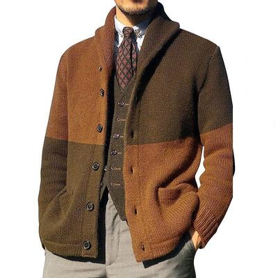 Autumn Winter Men's Cardigan Sweater Fashion Lapel Casual Cardigan Jacket Long Sleeved Slim Fit Jacquard Knitted Sweater
