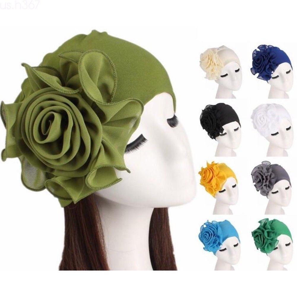 Luxurious Bamboo Fiber Womens Hair Loss Turban Cap With Beautiful Flower Design