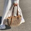 Boho Hohl Stroh Häkeln Tragetasche Damen PU Riemen Kordelzug Futter Strand Schultertasche