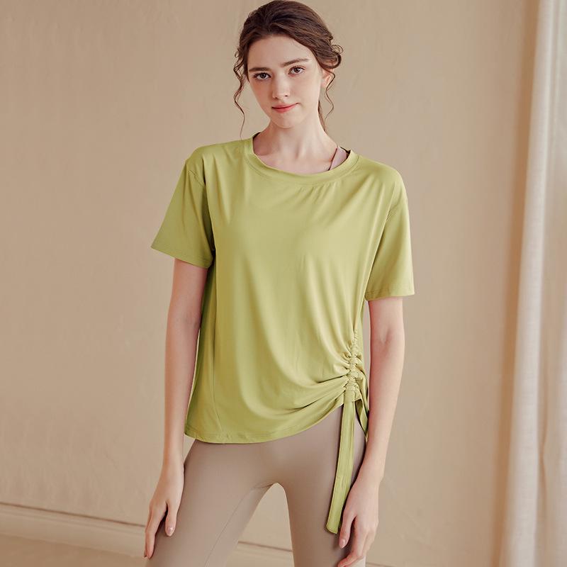 

Women s Lightweight Short Sleeve Sports T-Shirt & Cover-up Fitness Top for Yoga and Running Large світло-жовтого кольору