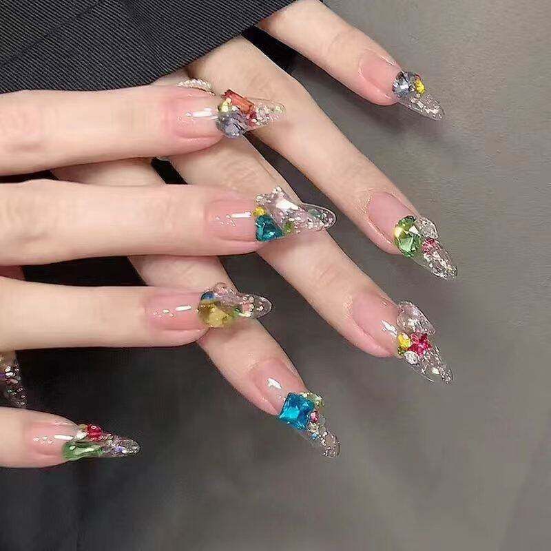 10-Piece Manual Wear Armor Prefabricated Armor Nail Stickers Finished Product Removable Nail Patch Cat s Eye Nail Sticker Sg990 Colorful XS [Suitable for Little Sisters]