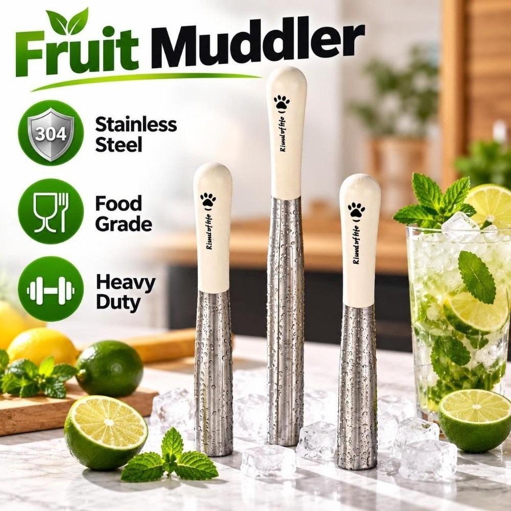 Heavy Duty Fruit Muddler Stainless Steel Ice Muddler Puree Making Lemon Hammer Bar Tools