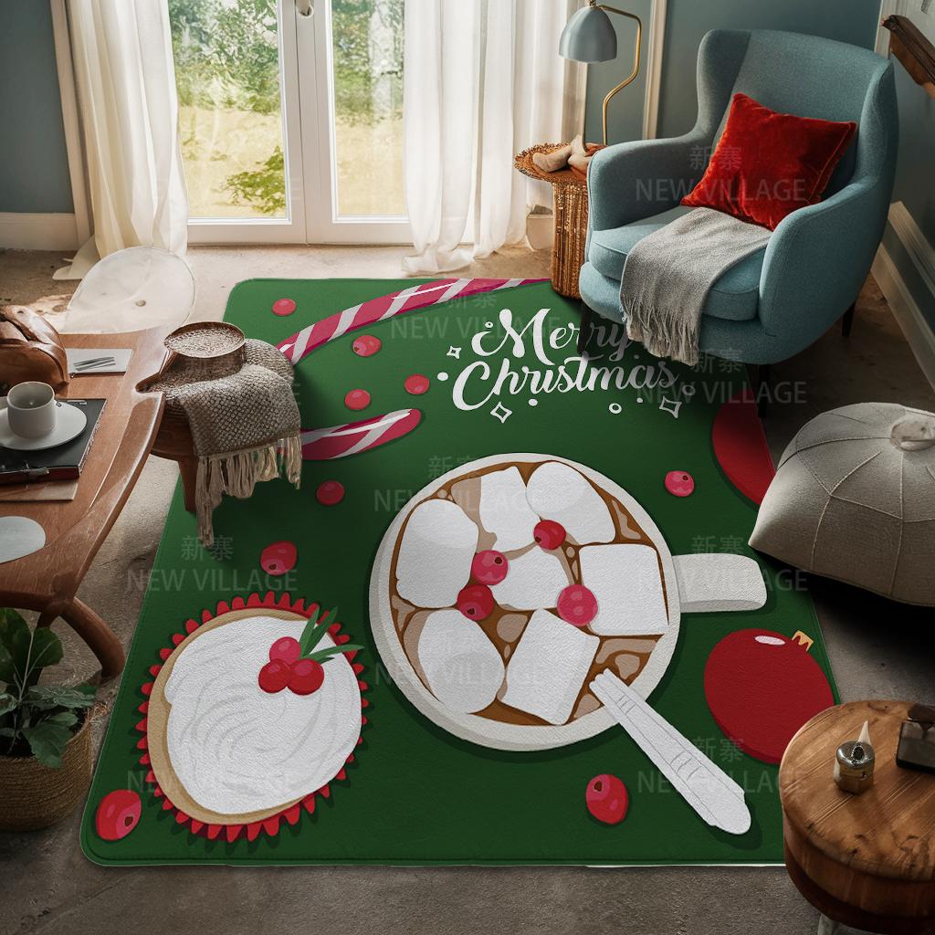 House Entrance Carpet Home Door Mat Living Room Bath Foot Bathroom Non-slip Water Absorption Rugs Bath Merry Christmas Winter