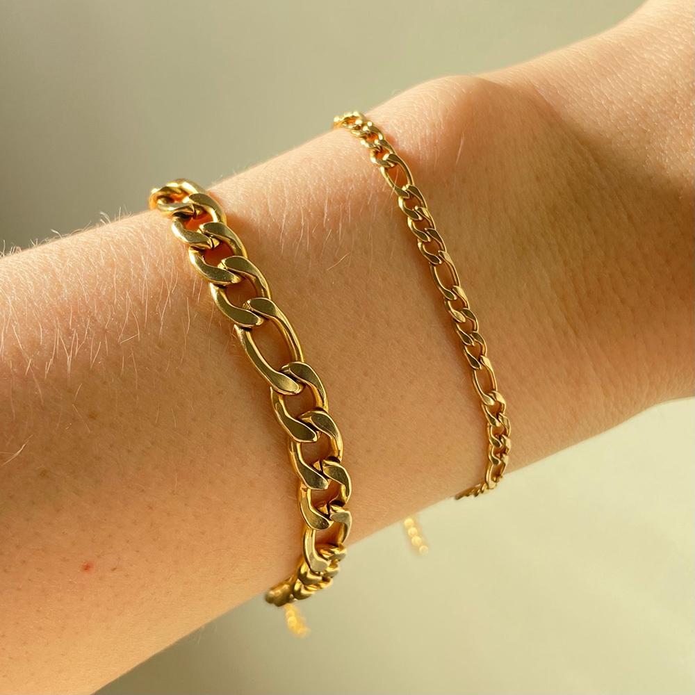 Figaron Chain Bracelet Women, 3mm/5mm/7mm Stainless Steel Wristband, Minimalist Stackable Jewelry