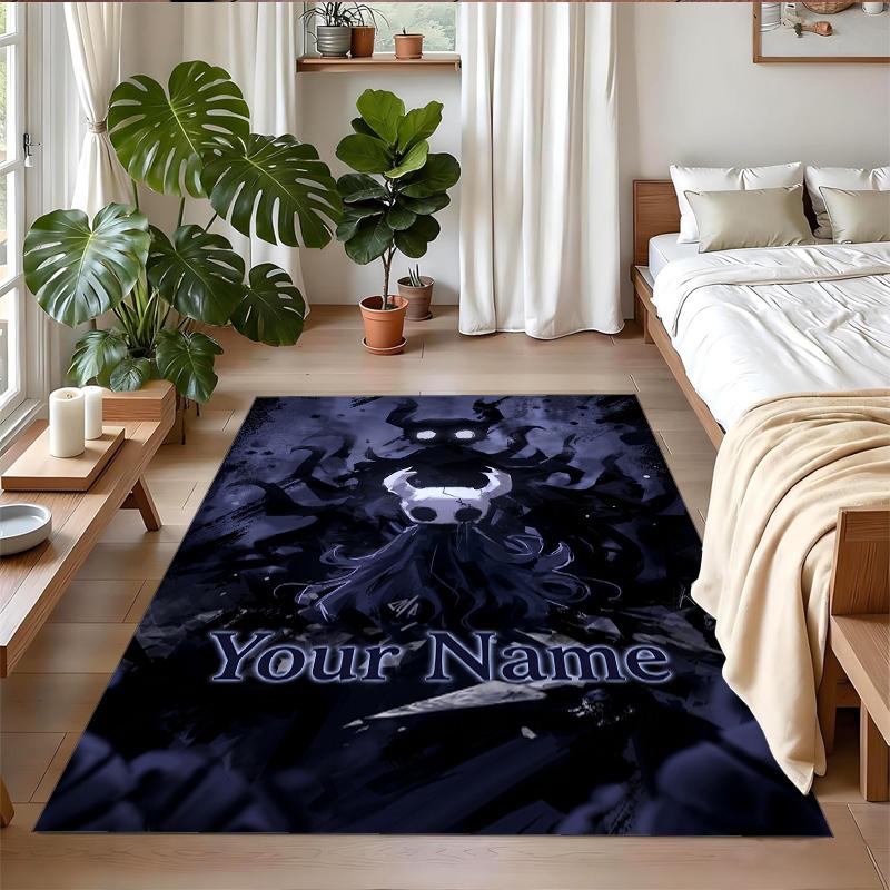 Crystal Velvet Rug Custom Name Text, Soft Non Slip Floor Mat Home DecorHollow Knight