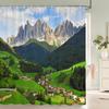 3D Printed Natural Mountains Forest Landscape Shower Curtain Polyester Fabric Waterproof Bathroom Curtains With Hooks 180*180