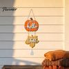 Seasonal Gift for Home Hello Fall Wooden Door Hanger, Pumpkin Maple Leaf Hanging Sign, Autumn Bountiful Display Harvest Front Wall Decor Thanksgiving