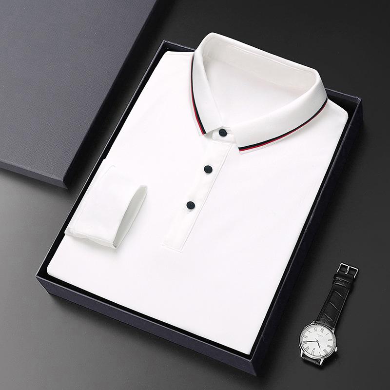 Langarm-Poloshirt Frühling und Herbst Neu Herren Mittleren Alters Papa Lockere Oberteile Herren Revers Freizeit-T-Shirt