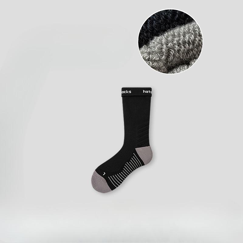 Men's Mid-calf Sports and Fitness Socks, Spring and Autumn Loop Sole Socks, Breathable and Sweat-absorbing Basketball and Running Cotton Socks
