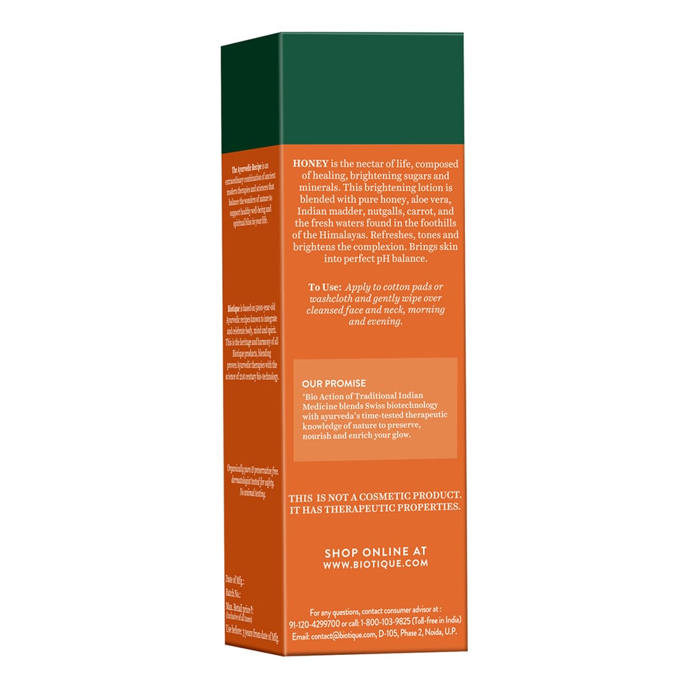 Biotique Honey Water Toner For Pore Tightening & Brightening Skin | 120ml | pH Balance | Hydrating Botanical Extracts