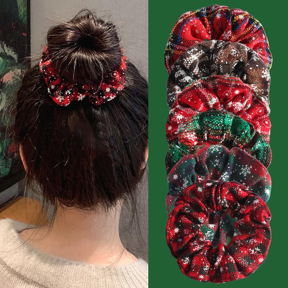 New Christmas Atmosphere Large Intestine Hair Tie Christmas Performance Props Snowflake Christmas Reindeer Antler Hair Tie Hair Accessory