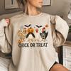 Svetr Chick or Treat Strašidelný kuře Halloweenský svetr s dlouhým rukávem Dámské mikiny Legrační Halloweenské kuřecí mikiny Topy
