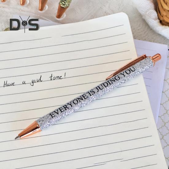 12Pcs Glitter Powder Ballpoint Pen 1.0MM Medium Point Quick-Drying Black Ink Adults Coworkers Colleague Negative Retractable Pen School Office