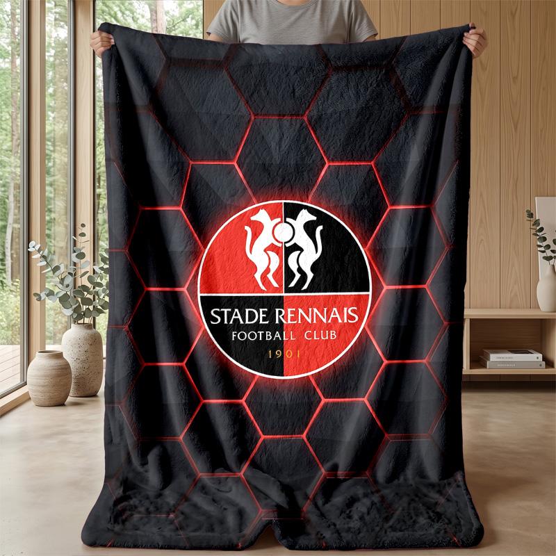Stade Rennais FC Soft Flannel Fleece Blanket Lightweight Cozy Warm Throw Blanket For Sofa Bed Home Decor