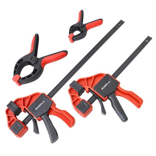Gunpla F Clamps, Set of 4, Quick Bar Clamps, 300mm, Set of 2 (Maximum Clamping Force: Approx. 68kg) & Spring Clamps, 150mm (6 inches), Set of 2, for W