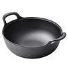 Thickened Cast Iron Yuanbao Pot - Multi-functional Double-handled Stew, Soup, and Frying Pan with Flat Bottom, No Chemical Coating.