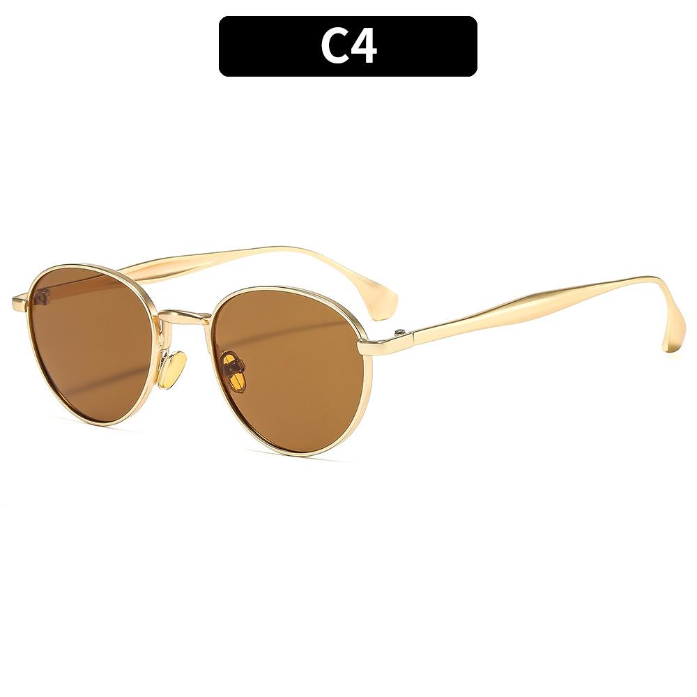 Women's sunglasses, men's and women's retro sunglasses, metal round frame sunglasses.