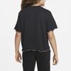 Nike Dri-FIT Color Block Logo Ruffled Hem Round Neck Short Sleeve T-Shirt Kids Tops Black DQ4392-010