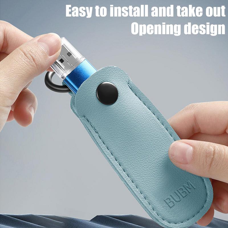 Leather U Disk Pouch Protective Cover Storage Bag USB Flash Drive MemoryStick Case Key Ring Holder Digital Accessories