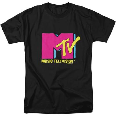 MTV Hot Pink Logo Unisex Adult T-Shirt Black