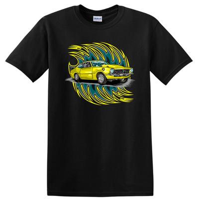 Vintage Car Illustration Graphic T Shirt Classic Yellow Car W/ Cool Design Tee