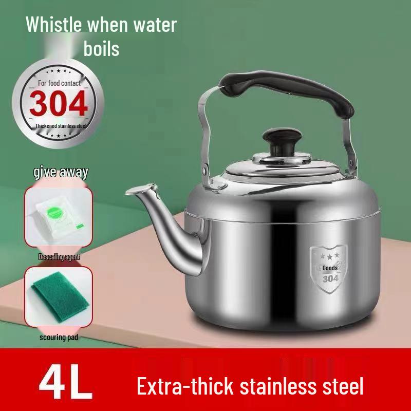 Large Capacity Stainless Steel Whistling Kettle - Thickened for Household or Commercial Use On Gas Stoves