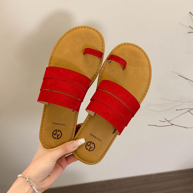 

Sandals women s shoes new pleated retro cover toe cool slippers women s summer wear casual vacation toe flip 40 красный