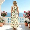 Women's Sleeveless Long Tank Dress,Fresh Floral Lightweight,Elegant for Daily Commute,Casual Wear & Beach Vacation